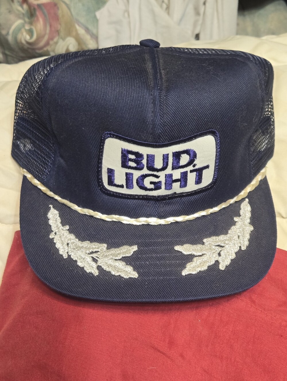 Vintage Bud Light Snapback Meah Trucker Cap With Leaves